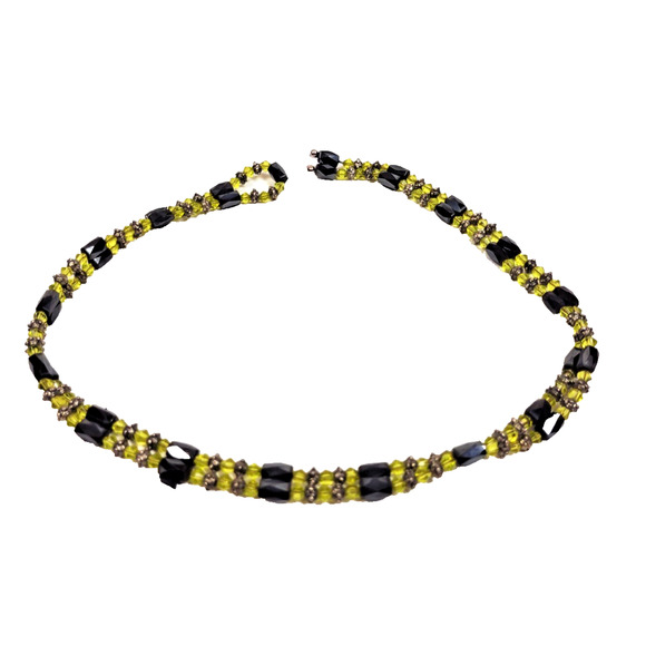 Vintage Hematite Magnetic Bracelet Necklace Black Silver Green Beads 36" Long - Picture 3 of 6